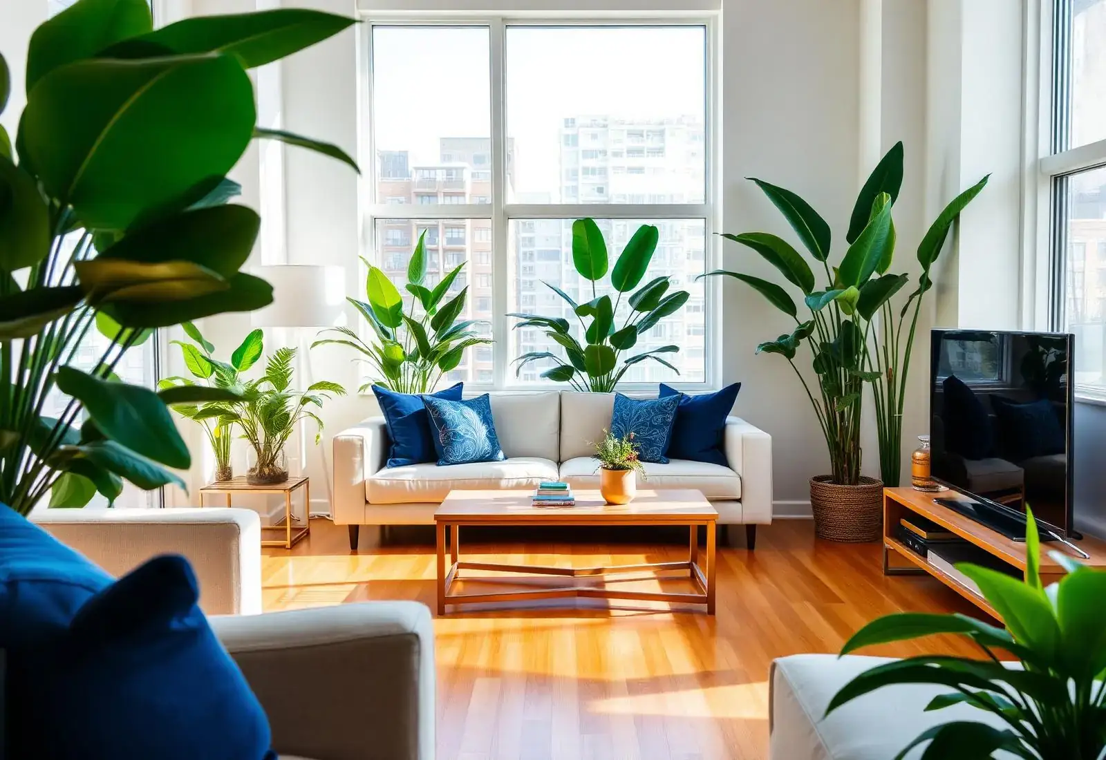 Furnished corporate apartment living and dining area